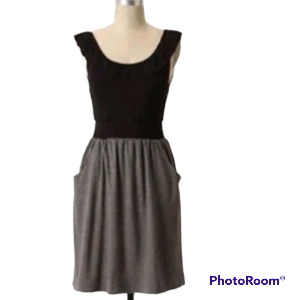 GUC Anthropologie  Little Yellow Button Herringbone Sleeveless  Knit Dress XL